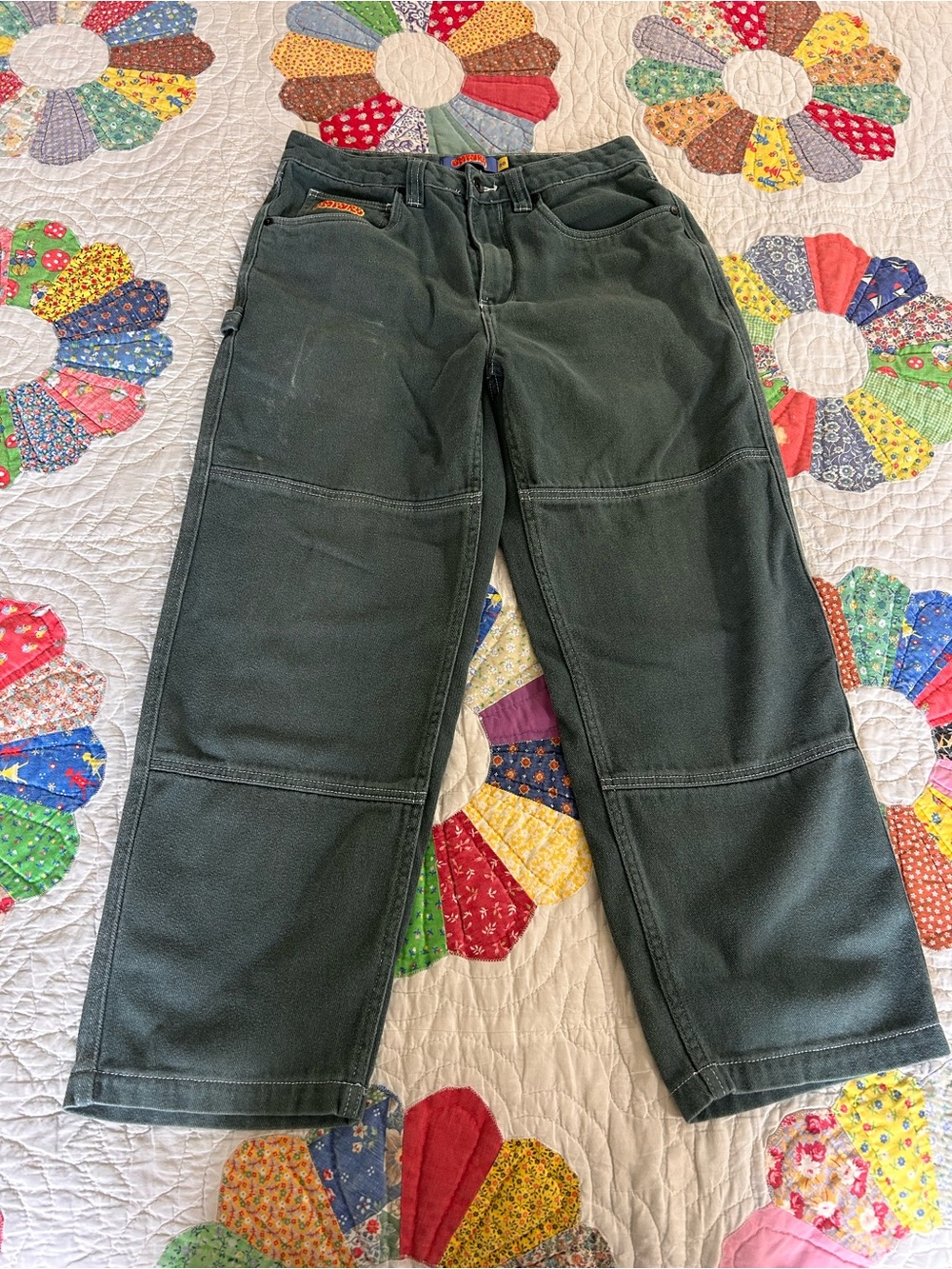 Empyre Relaxed Grunge Y2K Style Skate Pants Baggy Double Knee Men’s 30 Green